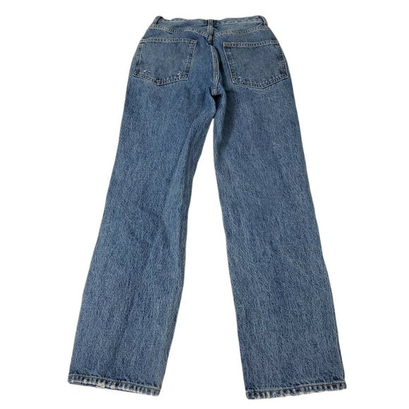 BDG Womens Jeans 24 Blue High Rise Relaxed Straight Button Fly Distressed Denim - Picture 2 of 10